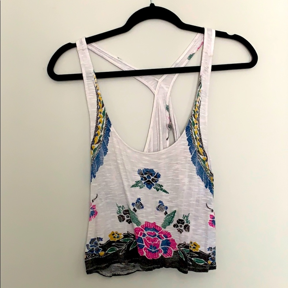 Crop floral tank top